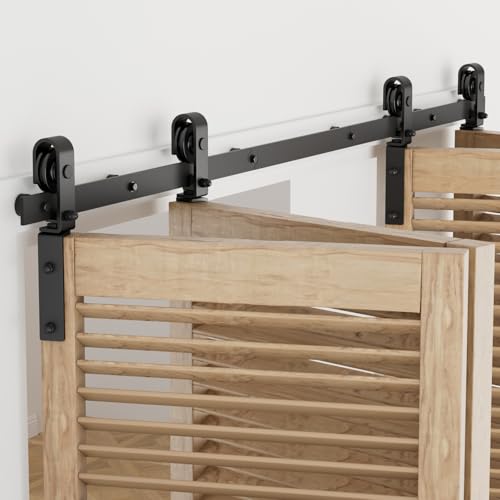 203cm Herrajes Puertas Correderas Plegable Rieles Kit Puerta Corredera Negro para 4 Puerta Corredera Madera 49cm Ancho