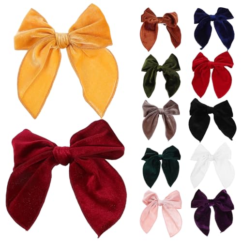 Barrettes cheveux anti-glisse : lot de 12 nœuds en velours pour filles