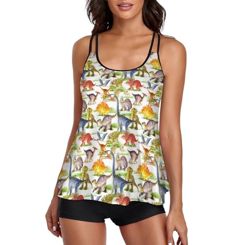 Tankini de dragón para mujer con pantalones cortos cómodos