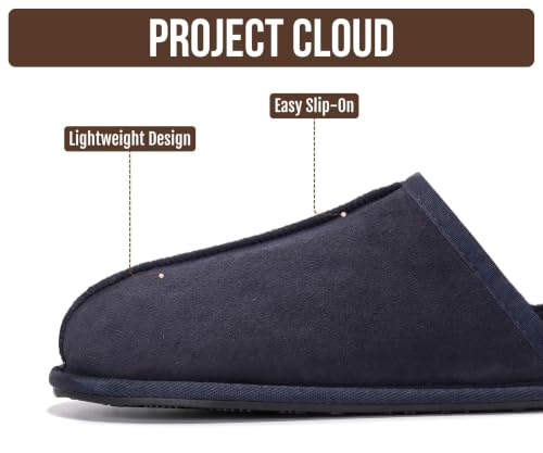 Image of Project Cloud Men's 100% Genuine Leather Shearling Memory Foam Slippers