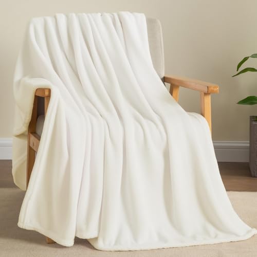 Image of BEDELITE Fleece Blanket Cream Throw Blankets for Couch & Bed, Luxury Plush Cozy Fuzzy Blanket 50 inch x 60 inch, Super Soft Warm Lightweight Throw Blanket for Travel Camping