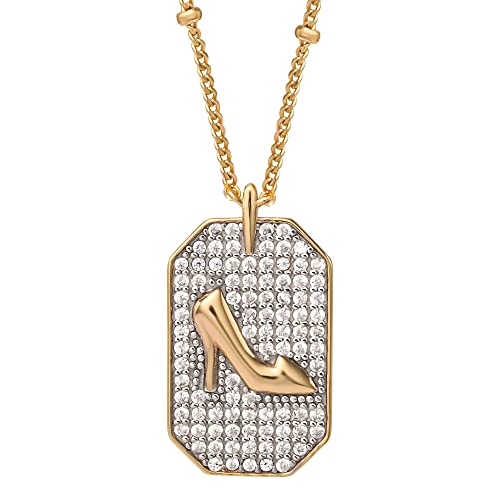 Image of Disney Princess Cinderella Yellow Gold Plated Sterling Silver Cubic Zirconia Slipper Pendant Necklace, Officially Licensed