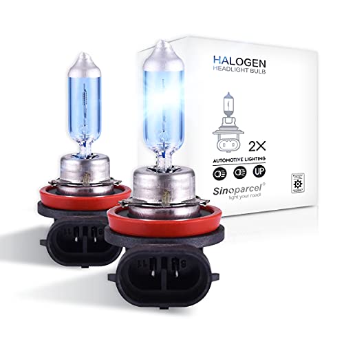 Sinoparcel H11 Halogen Bulb Brighter Upgrade -2Yrs WTY- Replacement for White 55W Headlight and Fog Bulb,Pack of 2