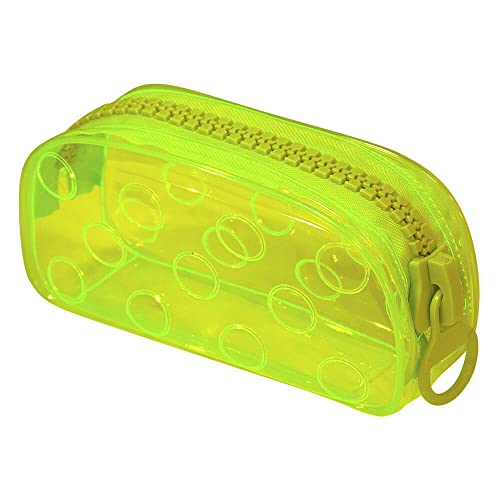 Estojo Escolar Grande Trator Cristal Translúcido Color Bubble (Amarelo)