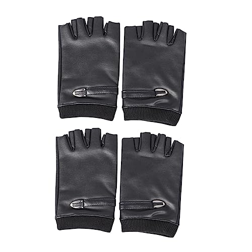 Ipetboom 2 Pair Breathable PU Leather Half Finger Gloves for Unisex Biking Fishing Outdoor Activities Shockproof Sweat Windproof Design for Comfort and Safety