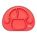 Piatto Pappa Neonato con Ventosa di 2a Generazione - Silicone Alimentare - Tovaglietta Antiscivolo Per Seggiolone - Tre Scomparti - Bambini 6 18 Mesi - Va in Lavastoviglie (Rosso)