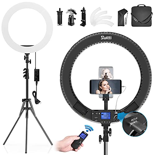 Switti LED Ring Light with Stand and Phone Holder, 19 Inch Large Circle Lights Kit for Photography Live Stream YouTube Video Makeup TikTok Selfie