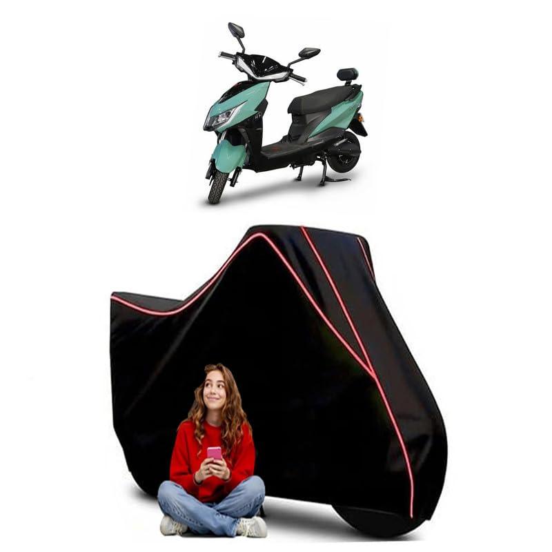 Image of Drift DX STD Scooty Bike Cover Water Resistant Outdoor Use Universal Fit Scooters Motorcycles Heavy Duty UV Protection Dust Rain Scratch Resistant Elastic Bottom Black Blue Piping