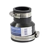 Supply Giant 6I52 Flexible PVC Reducing Coupling with Stainless Steel Clamps, 2' x 1-1/4, Black