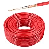 MOOKEERF Câble coaxial RG8X 30,5 m, faible perte 50 ohm, câble RG 8X, 30,5 m, rouge...