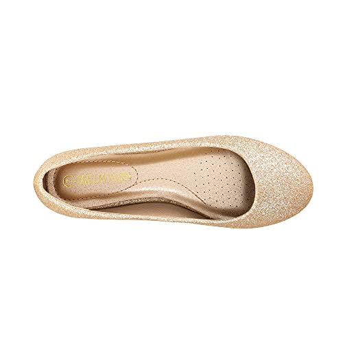 DREAM PAIRS Women's Sole-Simple Ballerina Walking Flats Shoes,Size 9,Gold/Glitter,Sole-Simple