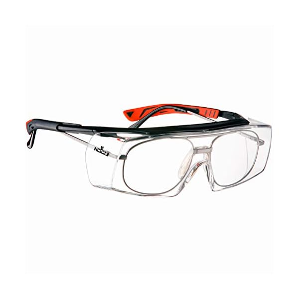 NoCry Sicherheits-Ãberbrille mit KratzbestÃ¤ndigen GlÃ¤sern, Seitenschutz, Verstellbaren BÃ¼geln, 400 UV-Schutz, schwarz roter Rahmen und EN166, EN170, EN172, EN175 Zertifiziert