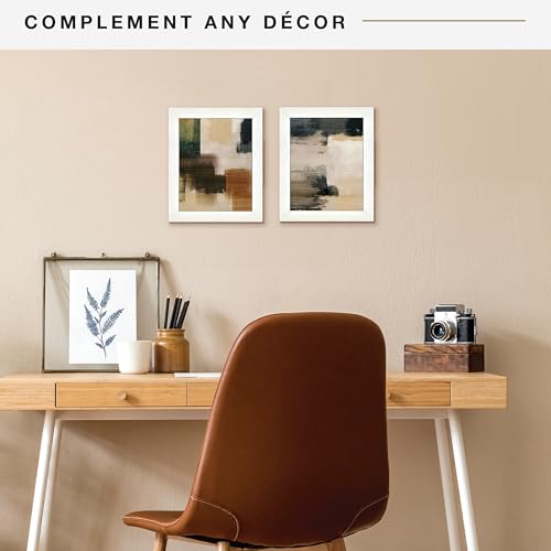 MCS Studio Gallery 8x10 Picture Frame White Woodgrain, Vertical & Horizontal Wall Hanging & Easel for Tapletop Display, Rectangle Photo Frame for Photos, Posters & Art Prints (2-Pack)