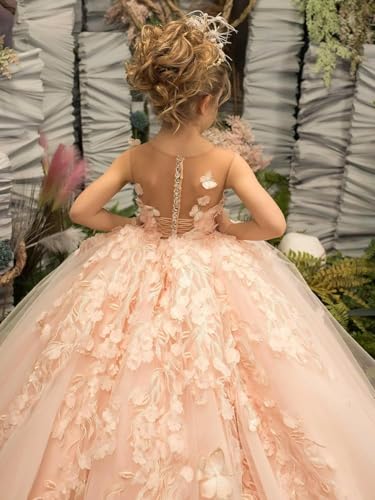 Flower Girl Dress Lace Appliques Tulle Princess Pageant Dress Weeding Ball Gown First Communion Dress4