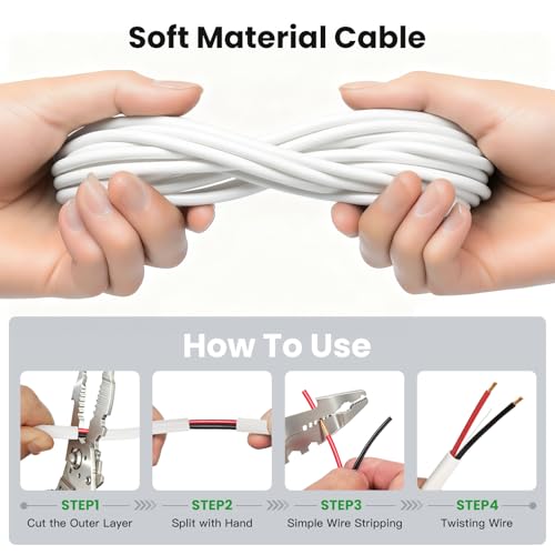 Cable de altavoz de calibre 18 blanco de 2 conductores CCA 5
