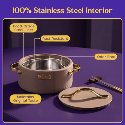 Image of SELVEL Leatherite Insulated Casserole 1700 ML, Brown