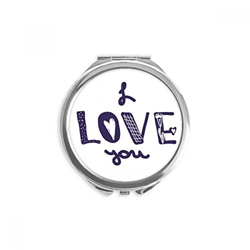 Miroir de poche je t'aime de 2,6 pouces maquillage portable rond multicolore
