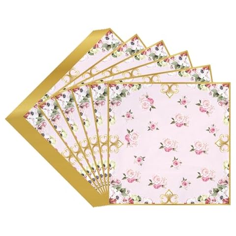 TOPWAYS Vintage Floral Disposable Napkins, 48pcs Cover