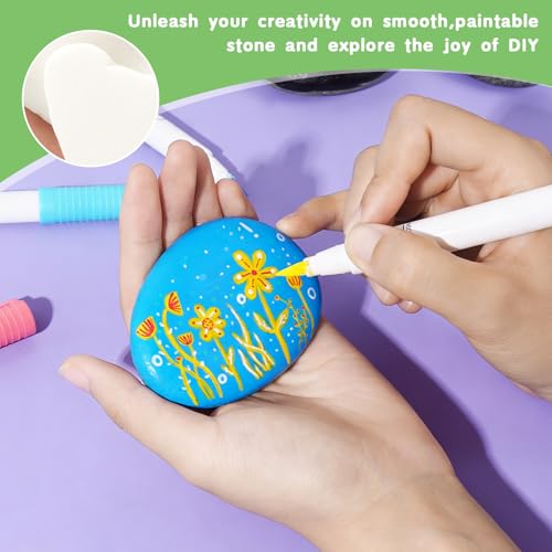 MFUSUL 18 Stück Flache Steine zum Bemalen,5-8 cm Glatte Flusssteine Natursteine,DIY Steine für Bastelarbeiten & Kunstprojekte,Dekosteine für Aquarium,Innen- & Außendekoration