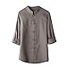 ღMeilleure Vente LuckyGirls Hommes Style Classique Chinois Kung Fu Tang Shirt Tops Costume 3/4 Lin Manches Chemisier(Gris,X-Large)