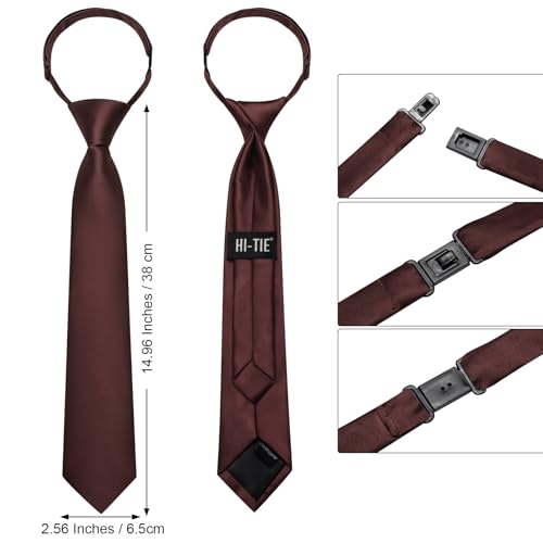 Image of Hi-Tie Pretied Boys Ties Solid Color Kids Adjustable Necktie Lapel Pin Clip Set Age 8-12 Wedding School Graduation