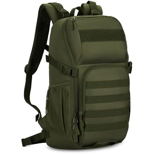HUNTVP Tactical Backpack Military MOLLE Backpack Hunting Rucksack Gear Assault Pack 25L WR (Army Green)