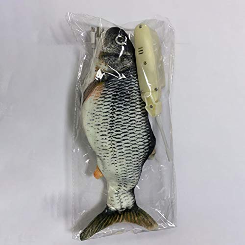 AmiAbi Cat Electric Chargeable Wagging Fish Simulação de brinquedo de pelúcia realista Catnip Soft G