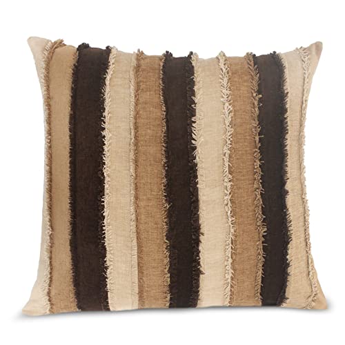 Image of Encasa XO Chenille Cushion Covers (Pack of 2) with Patchwork 45x45 cm - Mix & Match Pillow Covers in Bright Colours for Living Room, Sofa, Bedroom - Brown