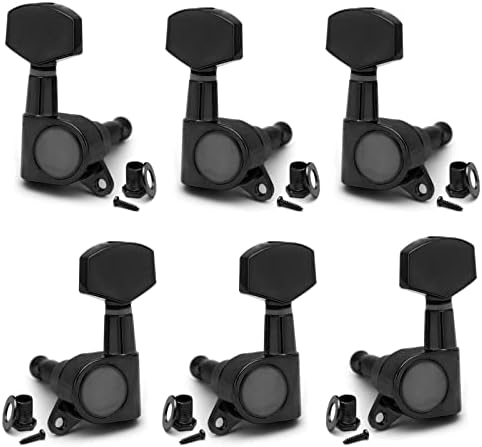 SAPHUE 6 Pieces 3L3R Guitar tuner pegs,Big Square Sealed guitar tuning pegs tuners machine heads,for Acoustic or Electric Guitar (Black)