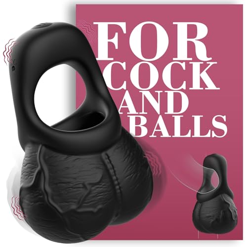 Vibrating Cock Ring & Scrotum Pouch 2-in-1 Male Sex Toy Mtsige Silicone Penis Ring & Ball Stretcher Penis Enlargers Multifunctional Sex Toys for Men & Couples Boost Performance Enhance Erection