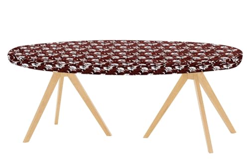 Image of The Furnishing Tree Elastic Oval Dining Table Cover WxL 35x63 in Inches Polyester Floral Pattern Magenta