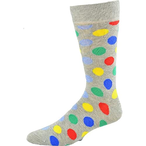 Men's Fun Polka Dot Crew Socks - Extra Soft Combed Cotton - Stylish Comfort - 1 Pair Pack - Multiple Color Options