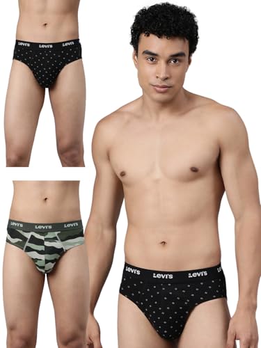 Image of Levi's 021 Brief for Men | Cotton Stretch Fabric | Printed Men's Underwear | Breathable | Anti-Roll Waistband | Extra Supportive Gusset | Functional Fly | Dual Layer 3D Pouch | Tagless | Pack of 3