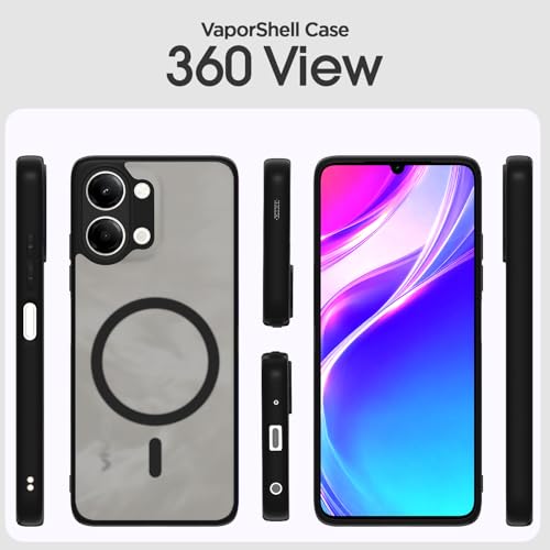 Image of Amazon Basics Back Cover for Vivo Y11 5G Compatible with Mag-Safe Smoke Back | Shockproof Design | Hard Transparent Back Case (Black Smoke Mag-Safe)