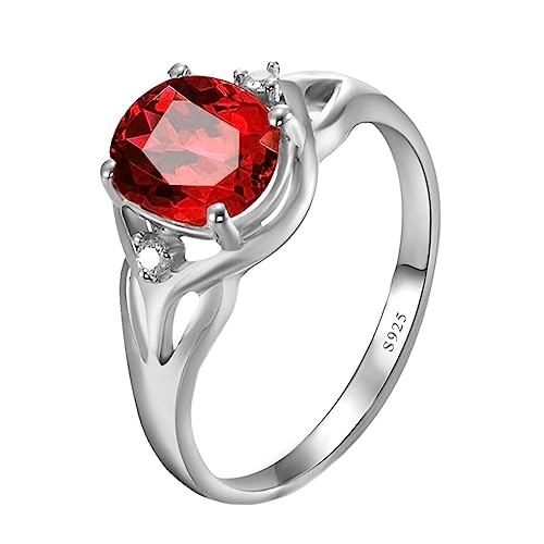 Bague fiancaille argent rouge : le cadeau de mariage idéal avec son précieux zircon ovale
