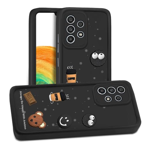 Image of AESTMO Back Case Cover for Samsung Galaxy A33 5G Cover | Cute Fun Cartoon 3D Ball | Coffee Silicone Case | Full Body Protection | Camera Protection Back Cover for Samsung Galaxy A33 5G (Black)