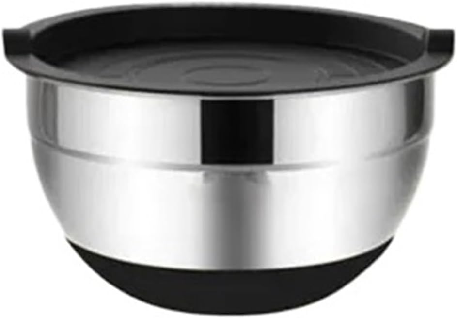 1/6PCS Stainless Steel Mixing Bowls with Silicone Bottom & Lids for Kitchen Baking(18 cm)