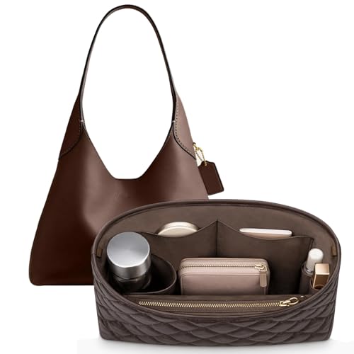 LOUKAYCCI Quilted Purse Organizer Insert for Brooklyn 28 Insert Tote Handbag Brown