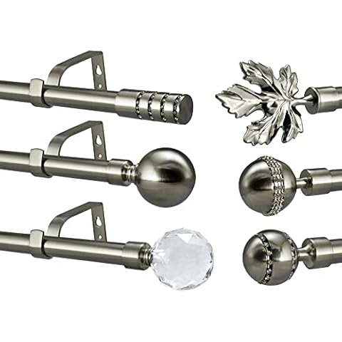 19mm Diameter Extendable Eyelet Metal Curtain Pole Brushed Chrome Various Finials Without Rings (1.2m - 2m Extendable Pole, Riga Finial) Cover