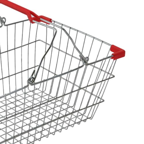 Odporny na rdzę metalowy kosz na zakupy z uchwytem wiejskim - przechowywanie drutu do artykułów spożywczych i domowych nizacji - stylowe i funkcjonalne akcesorium