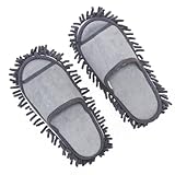 JOINPAYA Pantofole in Tessuto a Pelo per Pulizia Pavimenti Grigie Morbide e Traspiranti Suola Adesiva Staccabile per Uso Domestico su Legno Piastrelle e Vinile Riutilizzabili e Facili