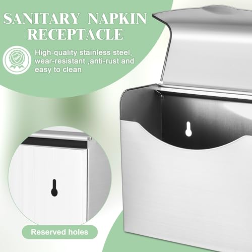 Tioncy BOO-TIONCY-3608 4 Pcs Sanitary Napkin Disposal Receptacle Stainless Steel Sanitary Napkin Receptacle Wall Mounted Tampon Disposal Bin Waste Tampon Holder Feminine Hygiene Disposal Container thumb #2