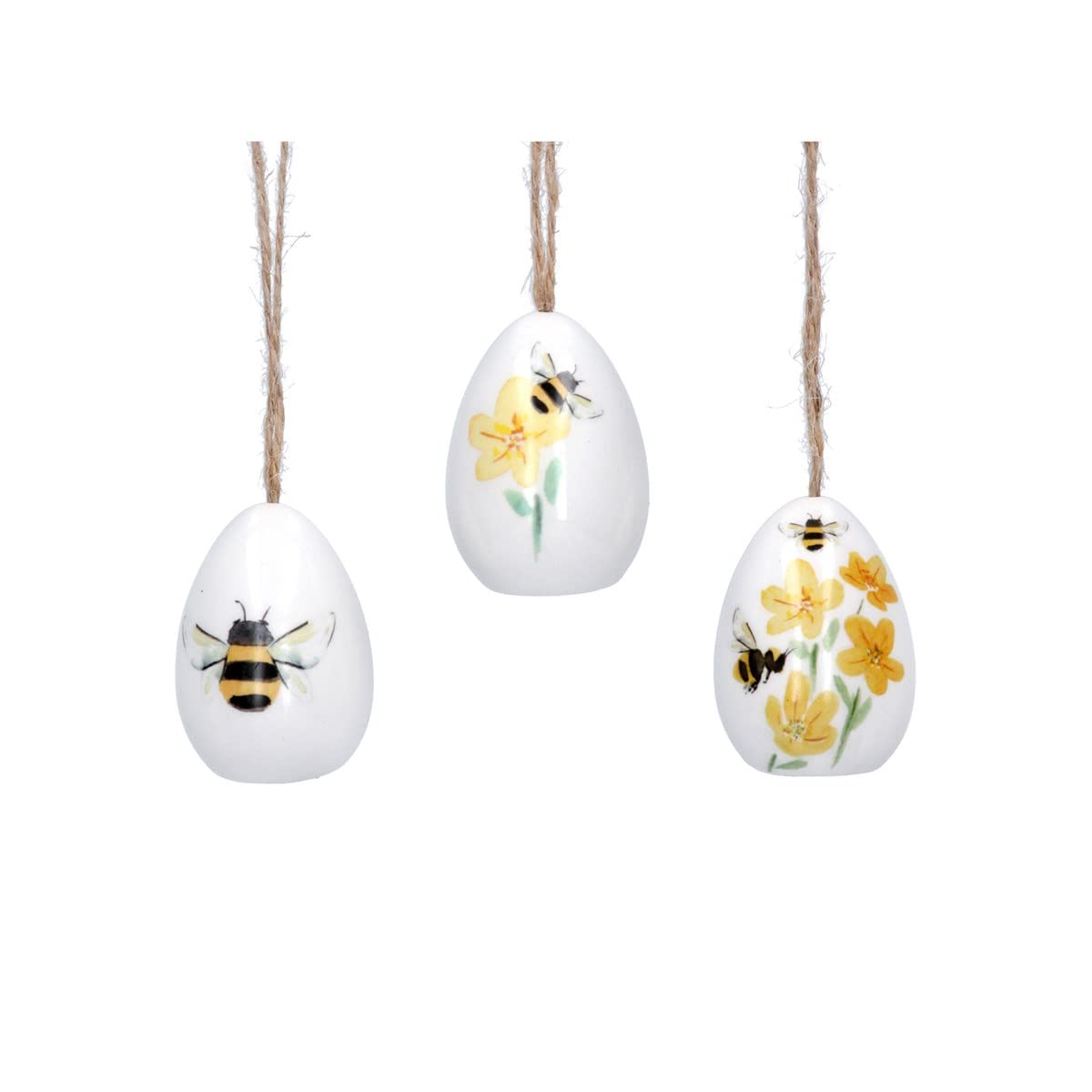 Gisela Graham White Easter Decorations - 3 Ceramic Bee