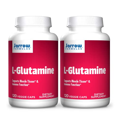 Jarrow Formulas L-Glutamine - 120 Veggie Caps, Pack of 2 - Supports Muscle Tissue & Immune Function - 100% L-Glutamine - 240 Total Servings