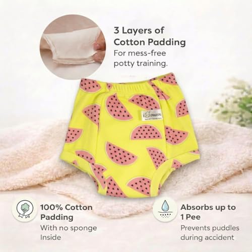 Image of SNUGKINS Snug Potty Training Pull-up Pants for Babies /Toddlers /Kids | 100% Pure Cotton | Washable & Reusable | (Size 7, Fits 7 Years - 8 Years) |Evileye & Watermelon Pack of 2