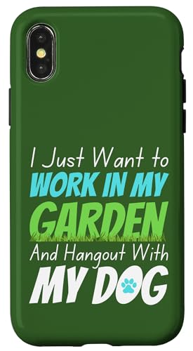Carcasa para iPhone X/XS Gardening T-Shirt Dog Lover Gardener Garden Pet Gift Plants