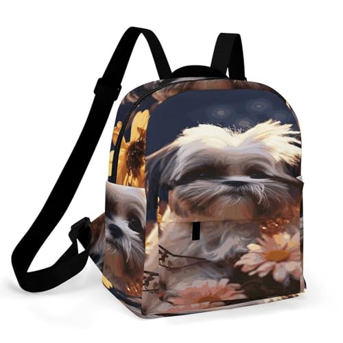 Mochila de tela Oxford premium de Shih Tzu con acabados de alta calidad para mujer