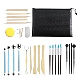 28 Pcs Kit d'Outils de Poterie et Sculpture avec Fil à Couper l'Argile, Outils de Modelage...
