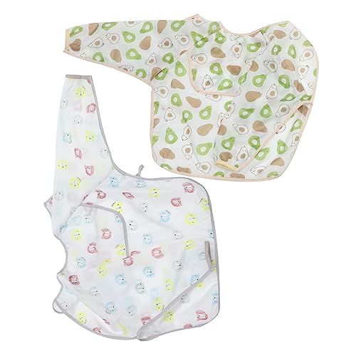 Yardwe 2 Piezas Bata Impermeable Babero De Manga Babero Para Baberos Para Pequeños Babero De Bebés Impermeables Babero Para Silla De Baberos De Manga Larga Poliéster