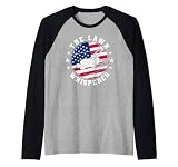 Césped Whisperer Cortacésped Corte Hierba Bandera Americana Camiseta Manga Raglan
